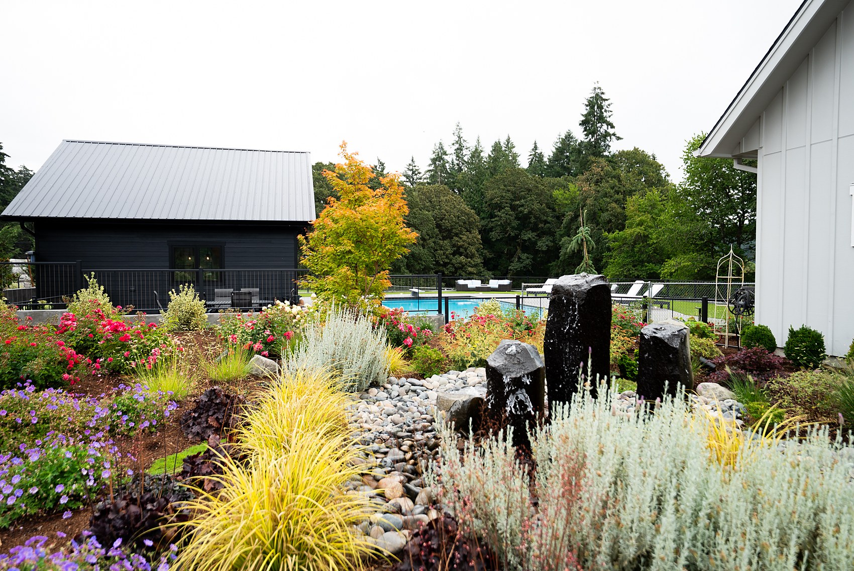 Basalt fountains in the gardens