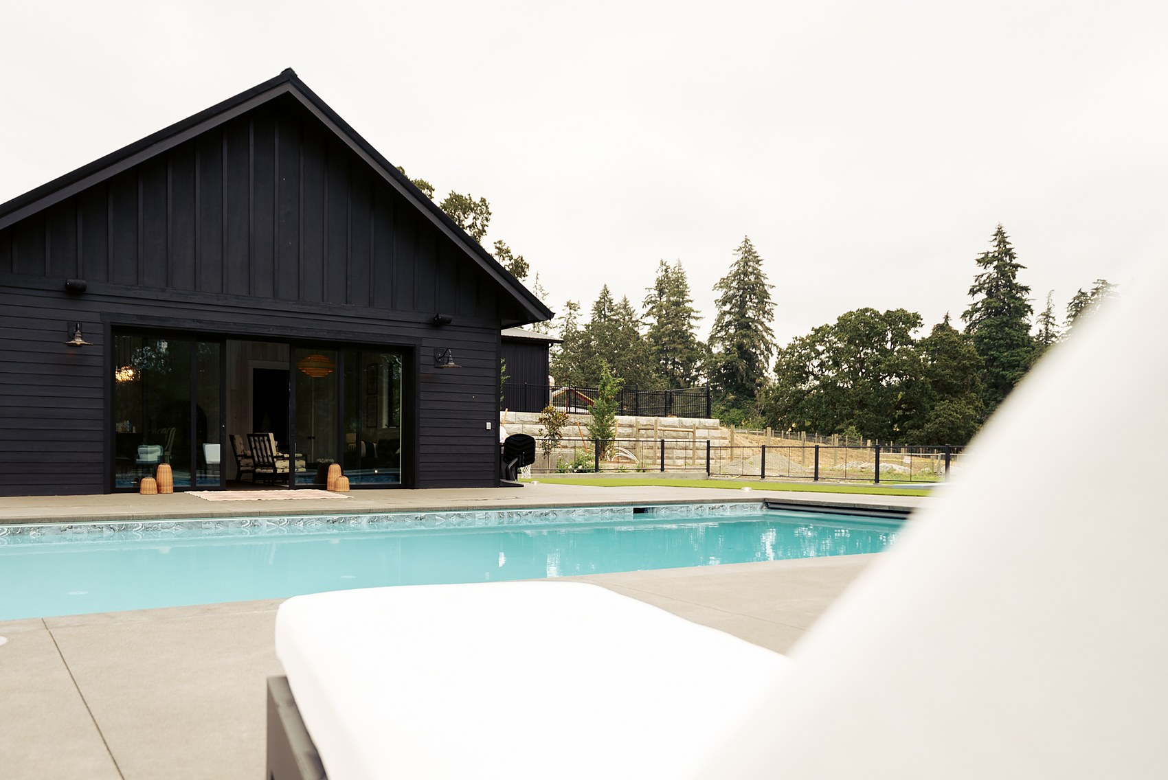 The pool house from the pool terrace