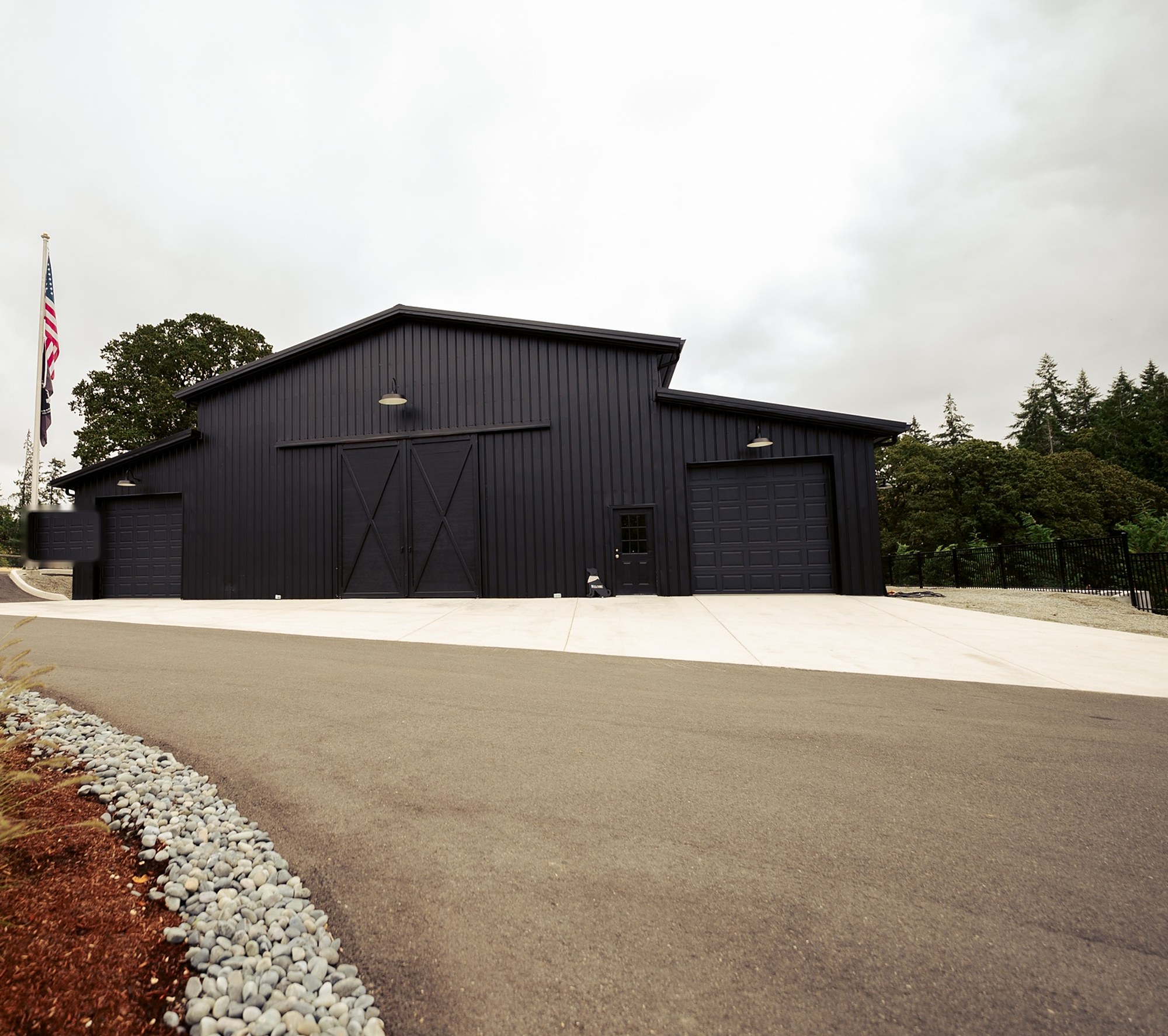 The black barn at the estate entrance